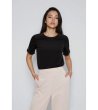 Черна дамска памучна блуза-0 снимка