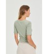 Дамска маслено зелена  блуза-3 снимка