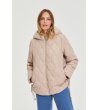 Бежово капитонирано яке с качулка-0 снимка