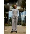 Сив дамски панталон с широк крачол-3 снимка
