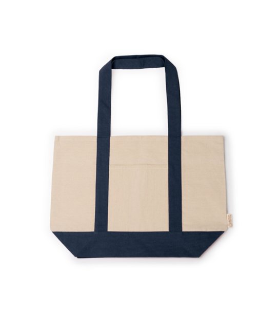 Бежова плажна чанта с тъмносини дръжки PATY снимка