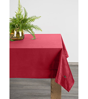 Бордо велурена покривка с декоративна лента 145x220 см снимка