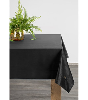 Черна велвет покривка с декоративна лента 145x180 см снимка