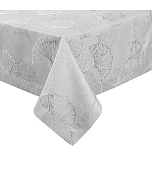 Сива жакардова покривка с листа 145x350 см снимка