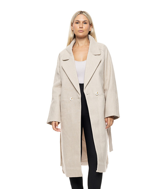 Бежово палто с колан Oriha снимка