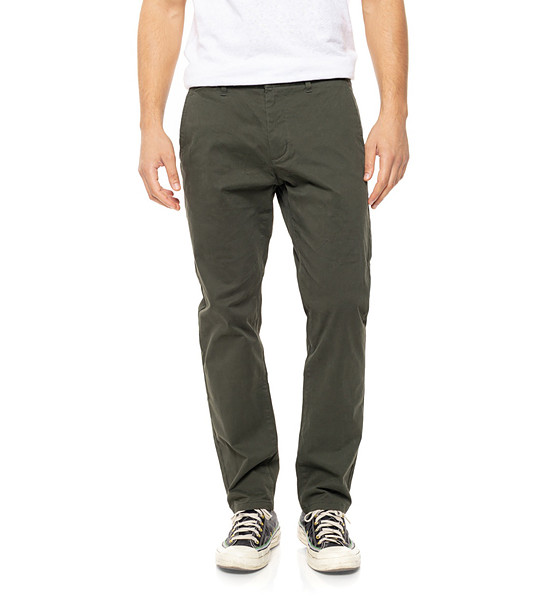 Мъжки масленозелен памучен панталон Oli снимка