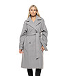 Сиво дълго палто с колан Arina-2 снимка