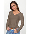 Кафява блуза с дълъг ръкав ELEONOR-0 снимка
