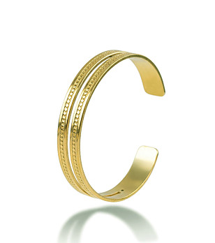 Златиста твърда гривна от неръждаема стомана снимка