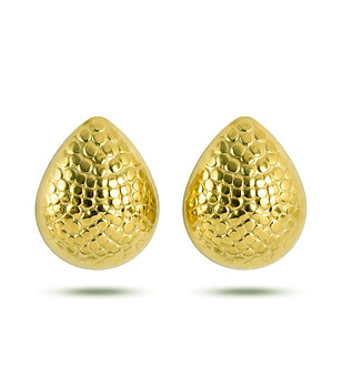 Златисти обици тип капка с релефна повърхност снимка