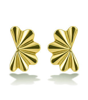 Златисти обеци от неръждаема стомана във вълнообразна форма снимка