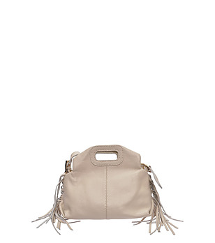 Бежова чанта тип тоут с ресни снимка