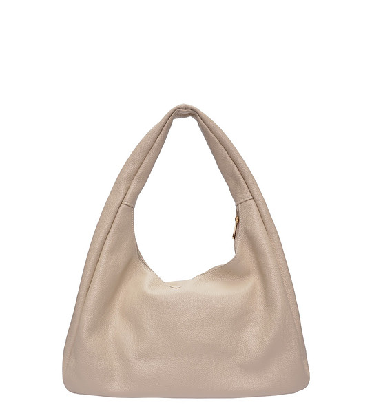 Бежова чанта тип hobo снимка